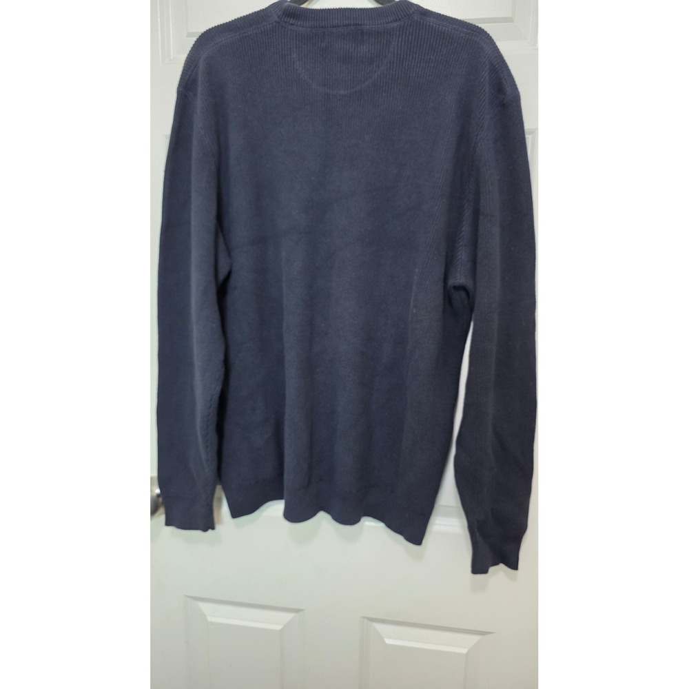 Eddie Bauer Sweater Mens XL Navy Blue Cotton Ribbed Knit Crewneck Pullover - Picture 4 of 7